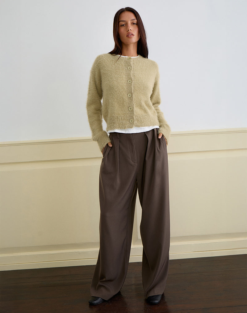 Image de Audrina Cardigan en maille duveteuse Sage