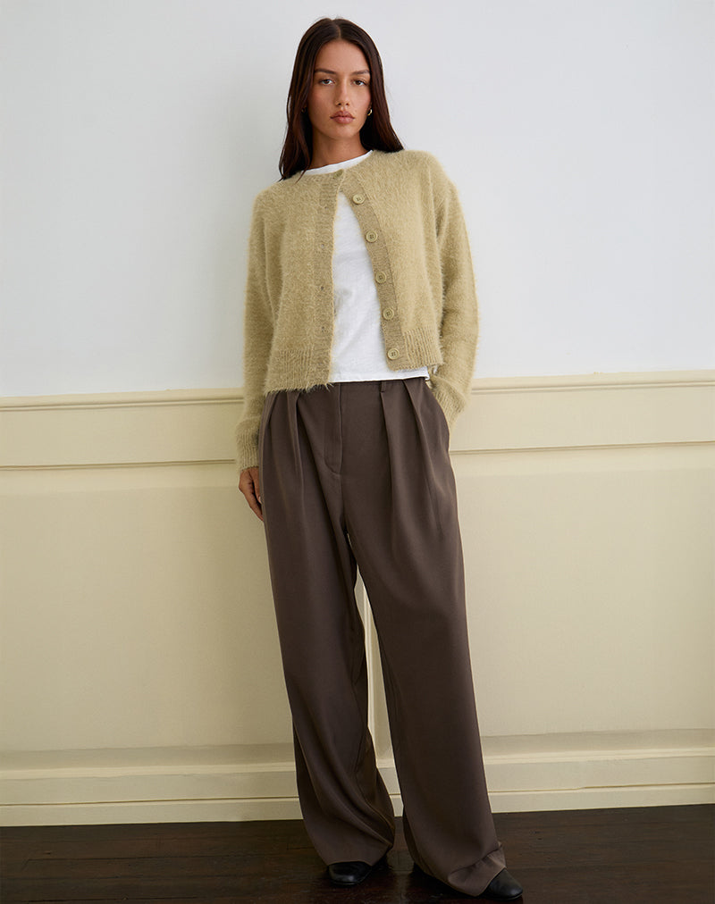 Image de Audrina Cardigan en maille duveteuse Sage