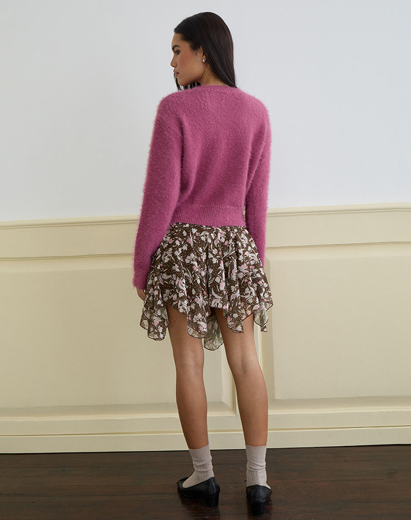 Image de Audrina Cardigan en maille duveteuse Grape