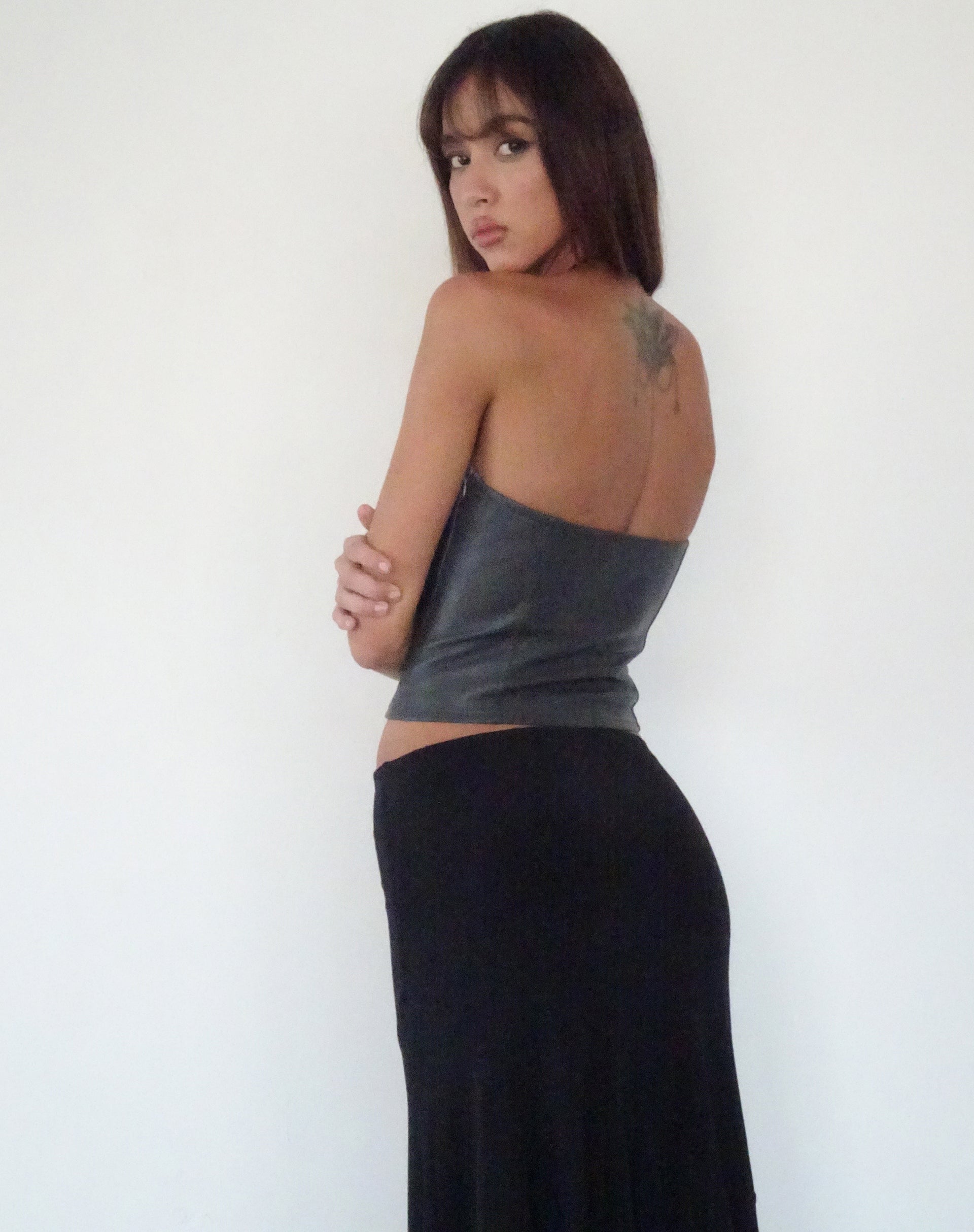 Image de Audy Bandeau Crop Top en PU Slate Grey