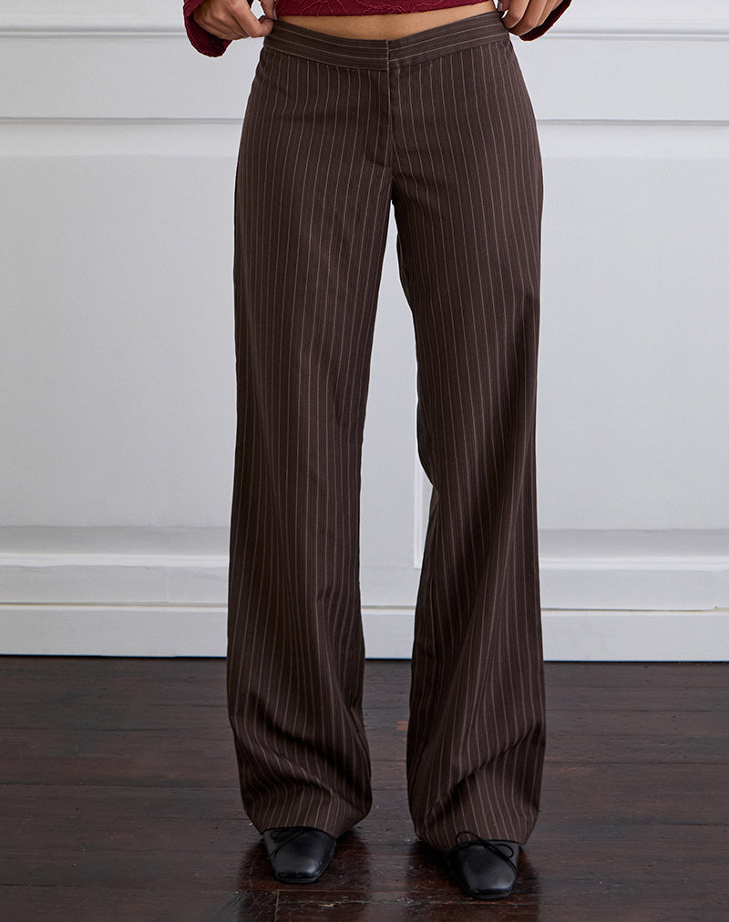 Image de Ganta Slim Trouser in Stripe Chocolate Brown
