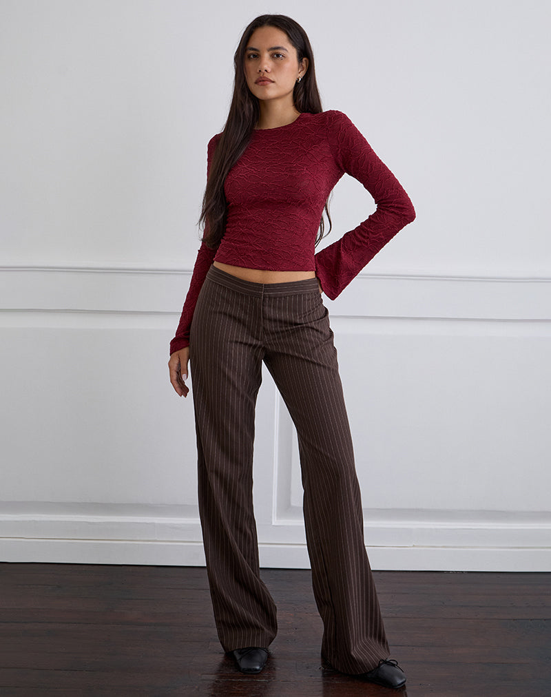 Image de Ganta Slim Trouser in Stripe Chocolate Brown