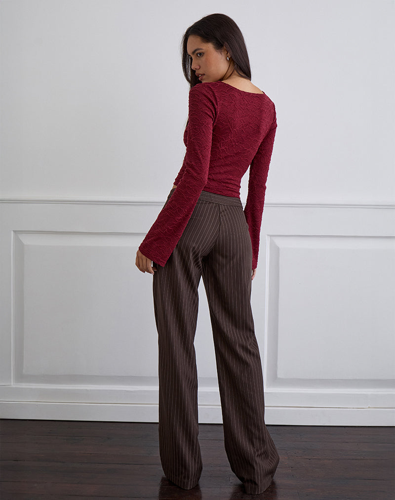 Image de Ganta Slim Trouser in Stripe Chocolate Brown