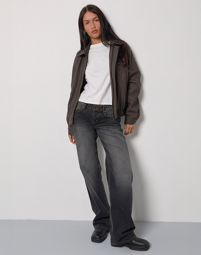 Veste croisée Aviara en PU marron foncé