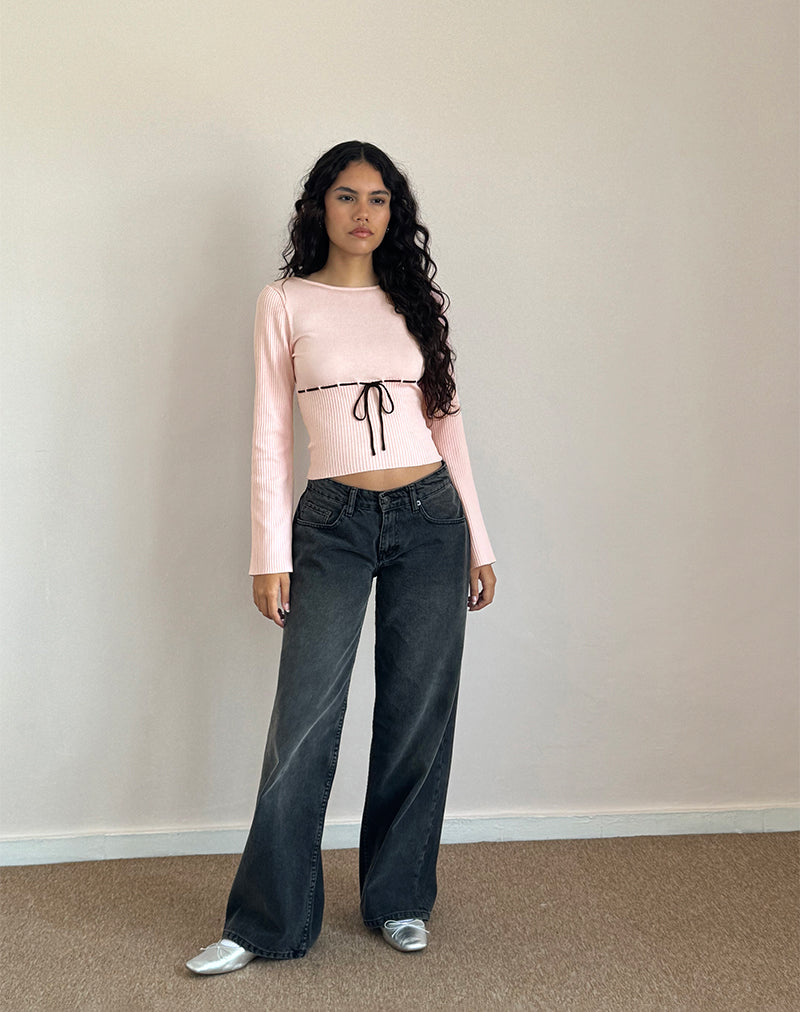 Image de l'Awdella Top in Blush Pink with Black