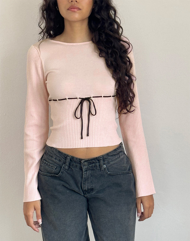 Image de l'Awdella Top in Blush Pink with Black