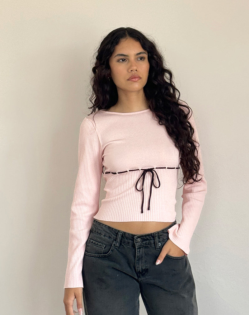 Image de l'Awdella Top in Blush Pink with Black