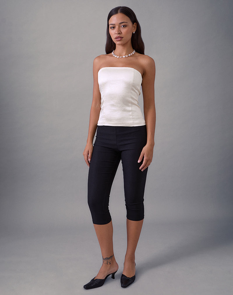 Image of Ayaka Lace Up Corset Top in Satin Jacquard Ivory