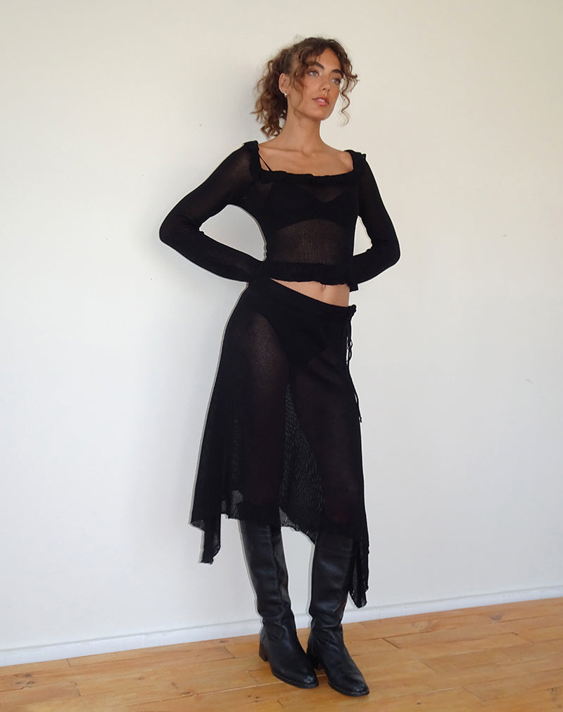 Image de Tierra Fine Knit Midi Skirt in Black
