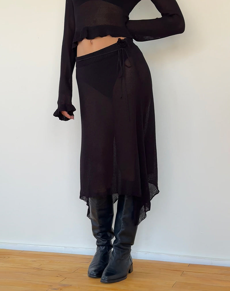 Image de Tierra Fine Knit Midi Skirt in Black