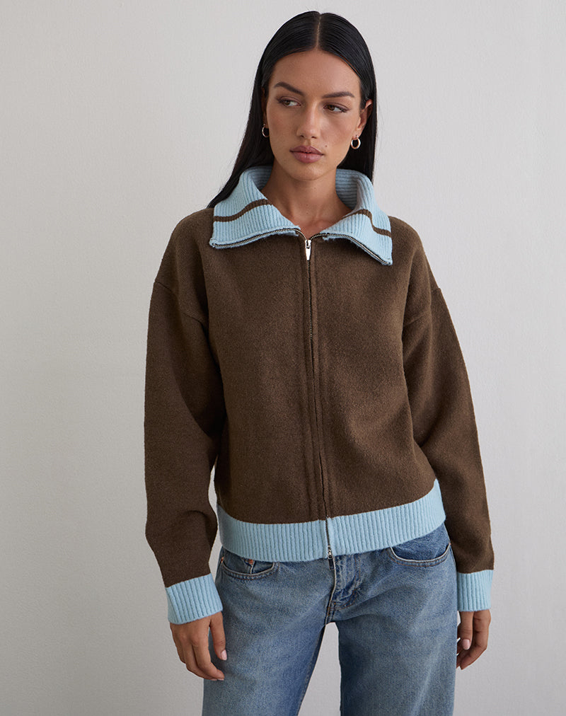 Image de marque Ayamu Zip Jumper in Knit Brown