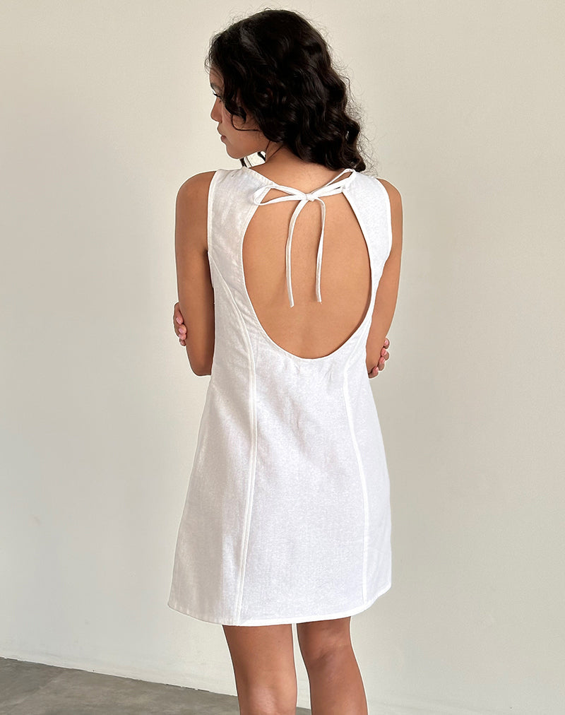 Ayana - Mini robe dos ouvert, lin écru
