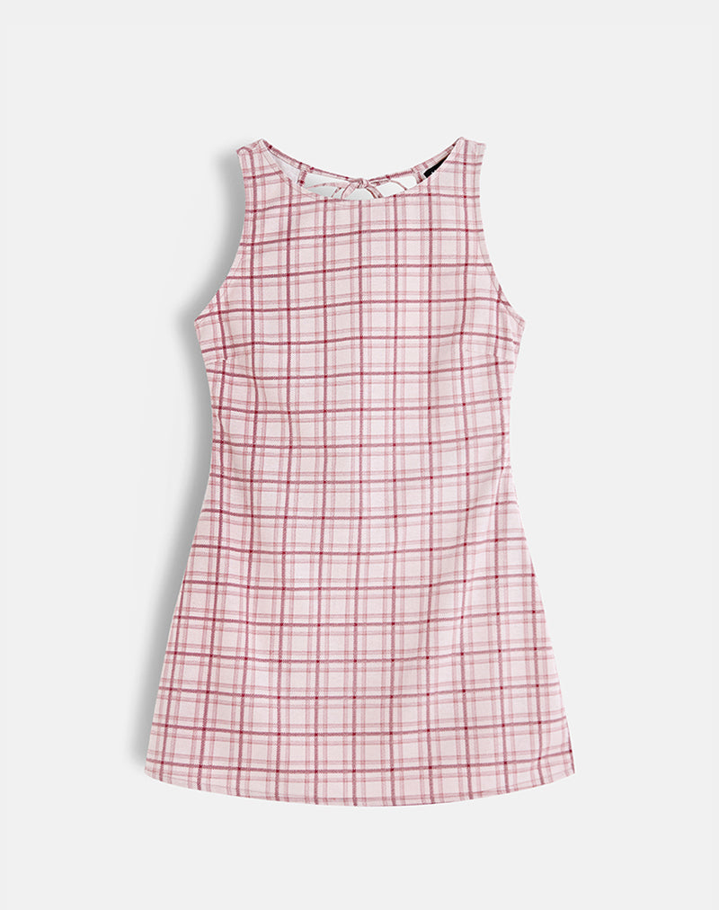Mini robe dos nu Ayana, Basic Tartan Pink