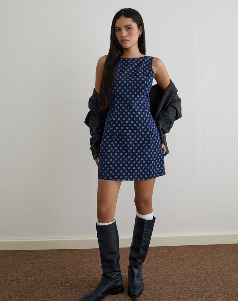 Image de la robe Ayura en Polka Chambray Indigo