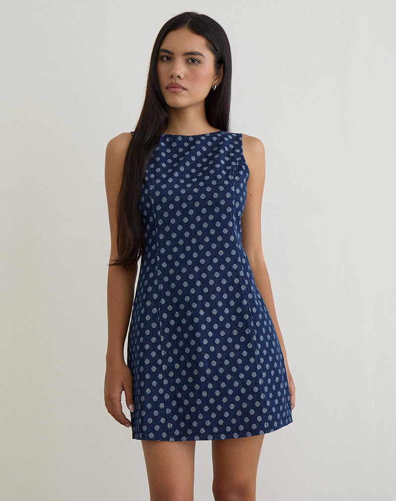 Image de la robe Ayura en Polka Chambray Indigo