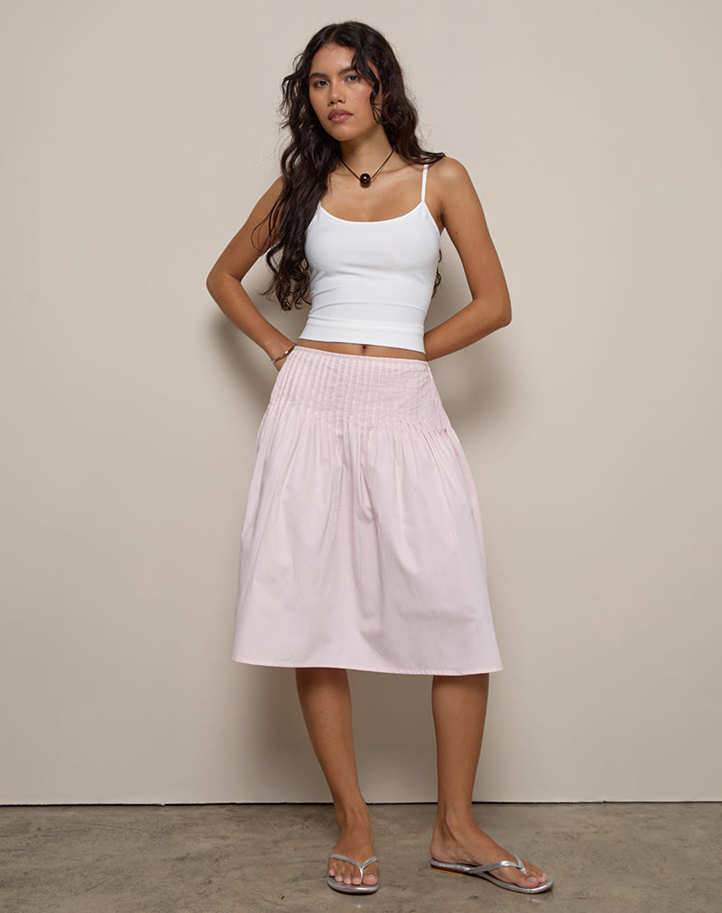 Image de la jupe midi Asada en rose clair