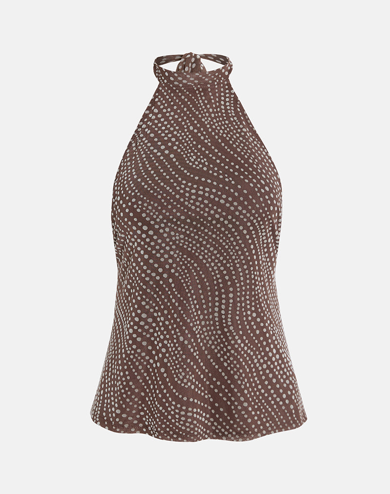 Image de Badilah Top in Abstract Polka Flock Brown