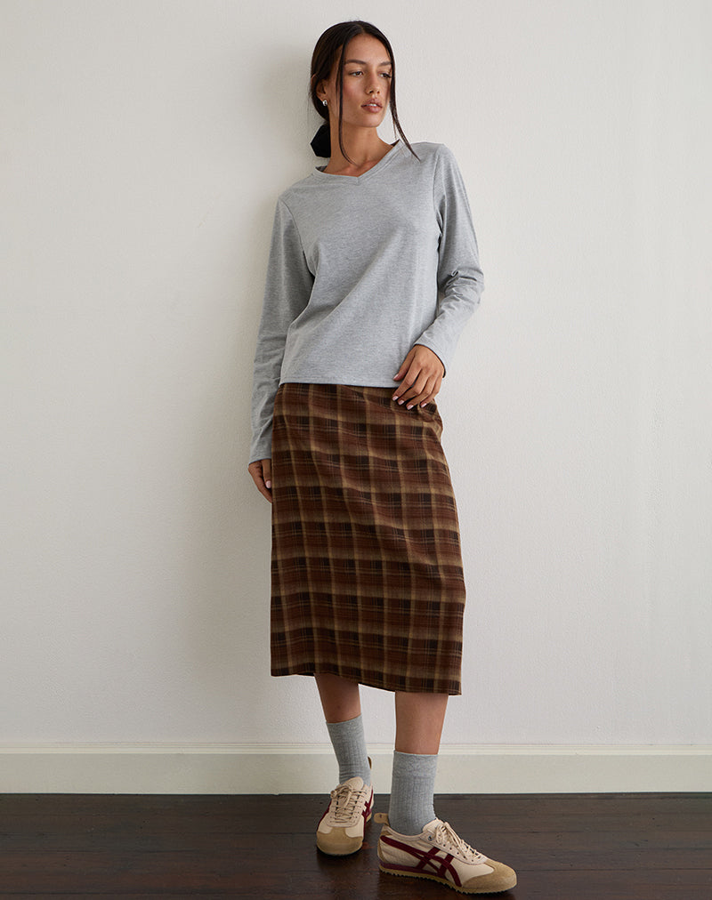 Image de Badria Midi Skirt in Tartan Brown Red