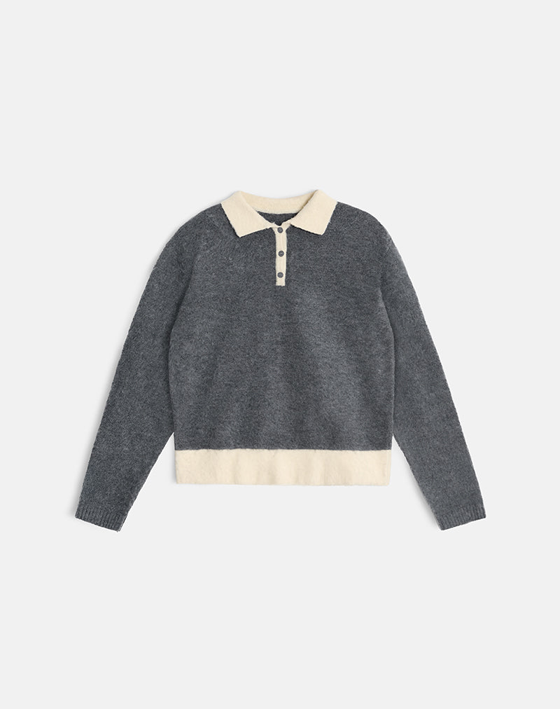 Image du pull Balamoa en tricot gris et crème