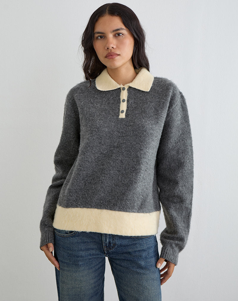 Pull Balamoa en maille gris et crème