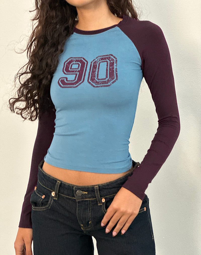 Image de Balqis Long Sleeve top in Blue Redwood Combination