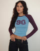Image de Balqis Long Sleeve top in Blue Redwood Combination