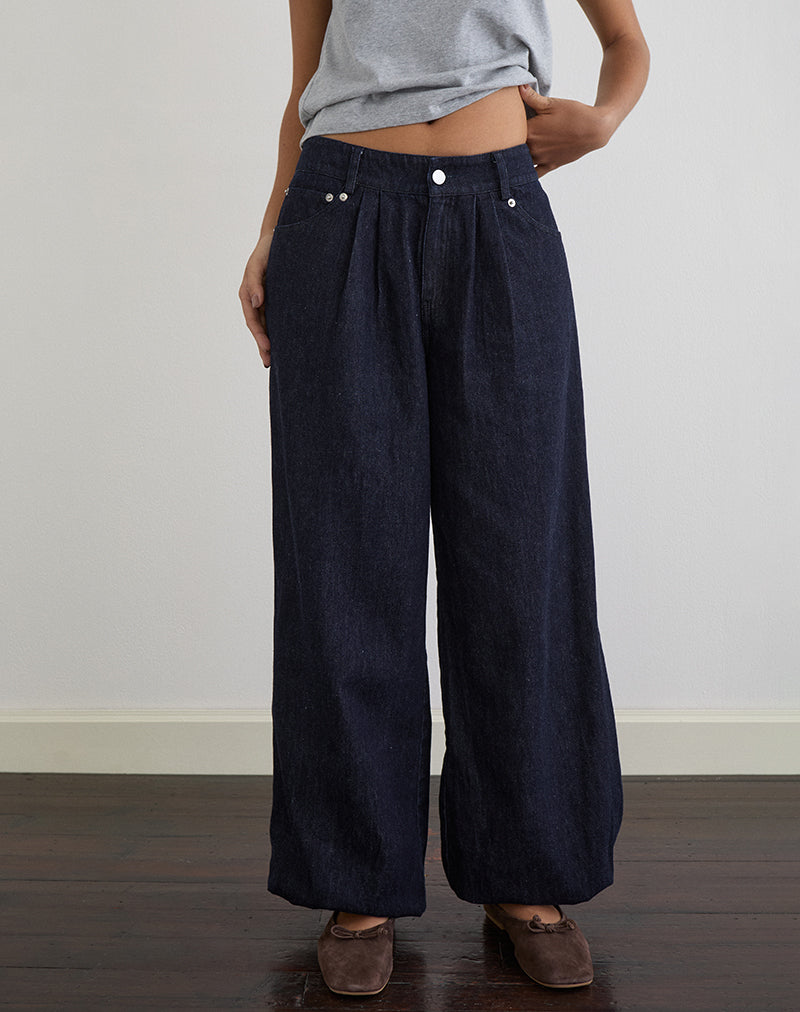 Image du pantalon ballon Banaran en chambray indigo
