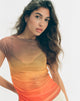 Image de Bastille Top en maille imprimée Orange Sunset