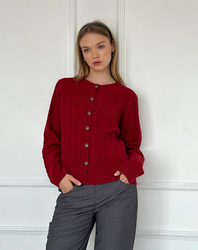 Image de Bavana Cardigan en rouge foncé