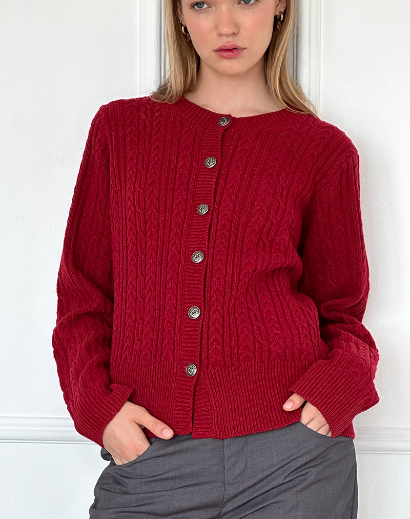 Image de Bavana Cardigan en rouge foncé