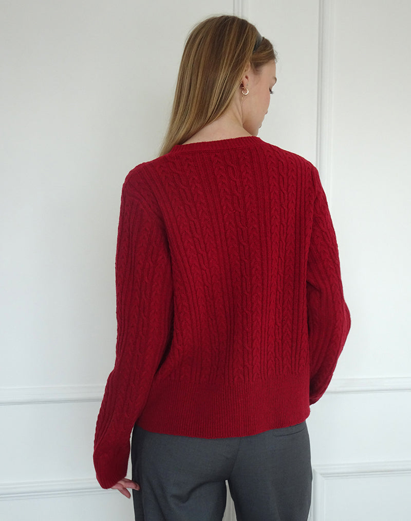 Image de Bavana Cardigan en rouge foncé