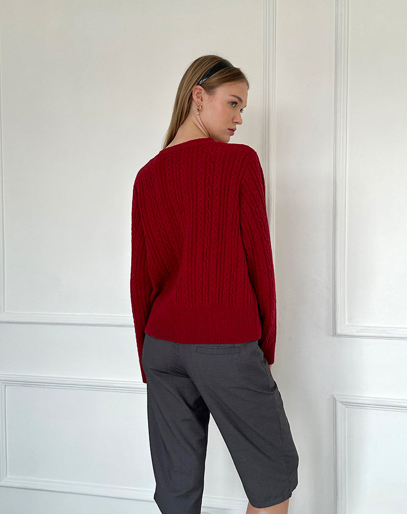 Image de Bavana Cardigan en rouge foncé