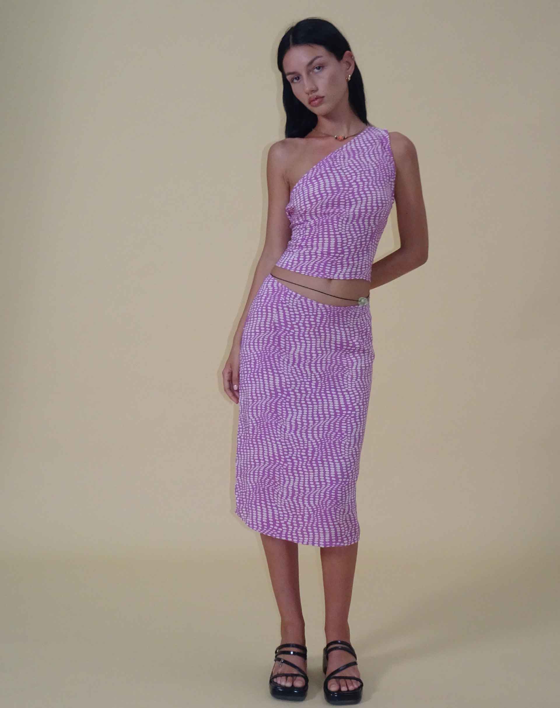 image de Harriet Midi Skirt in Wavy Polka Purple