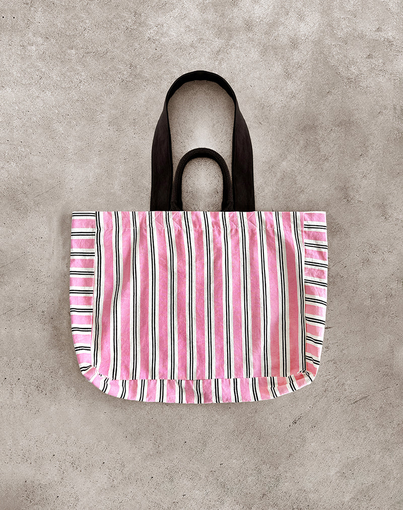 Image du sac de plage à rayures rose