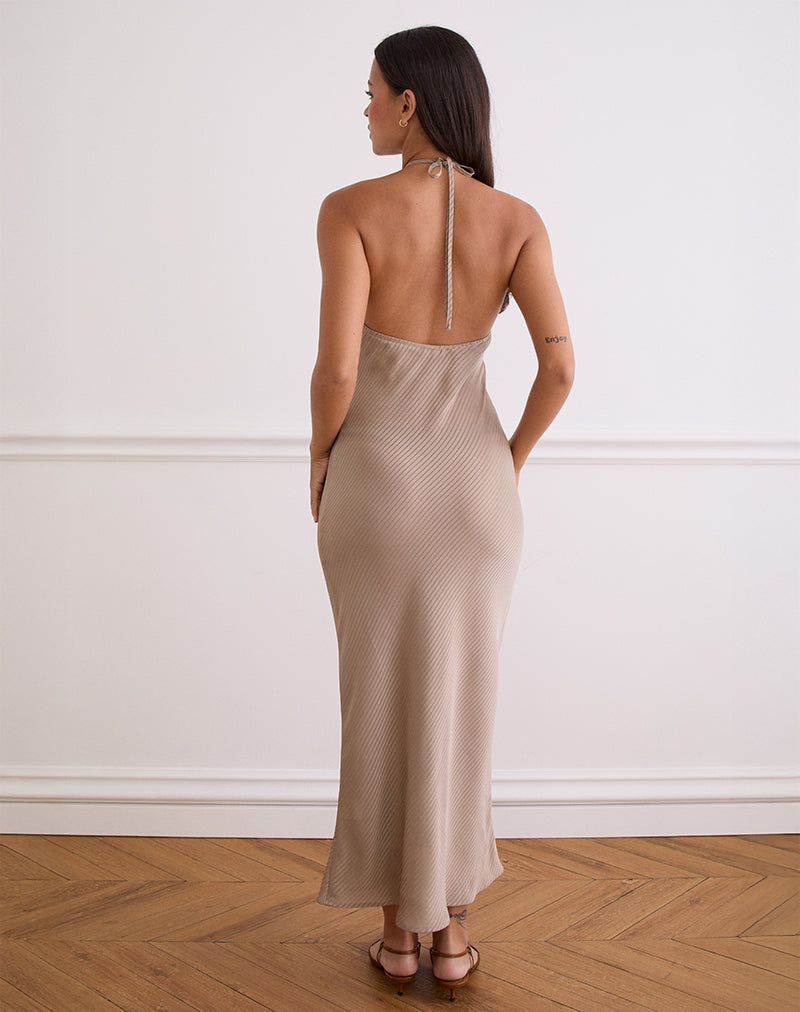 Image de Belara Maxi Dress in Satin Stripe Taupe