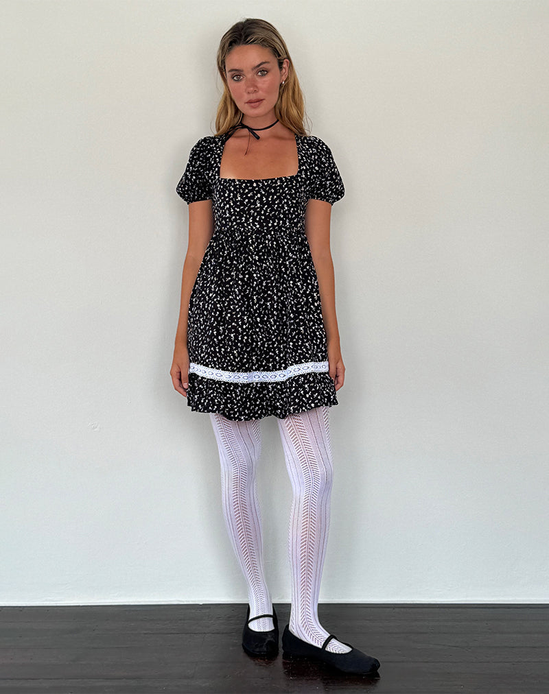 Image de Beling Mini Tea Dress in Black Ditsy Romance