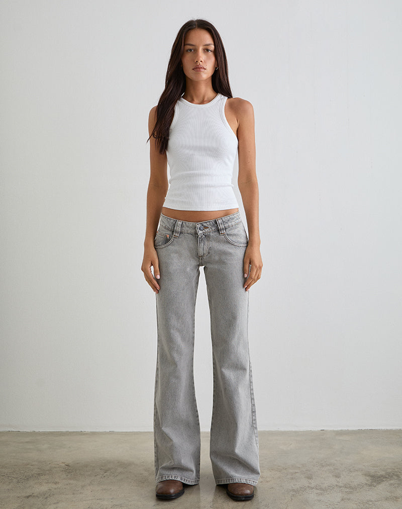 Image de Bell Bottom Low Rise Flare Jeans in Bleached Grey
