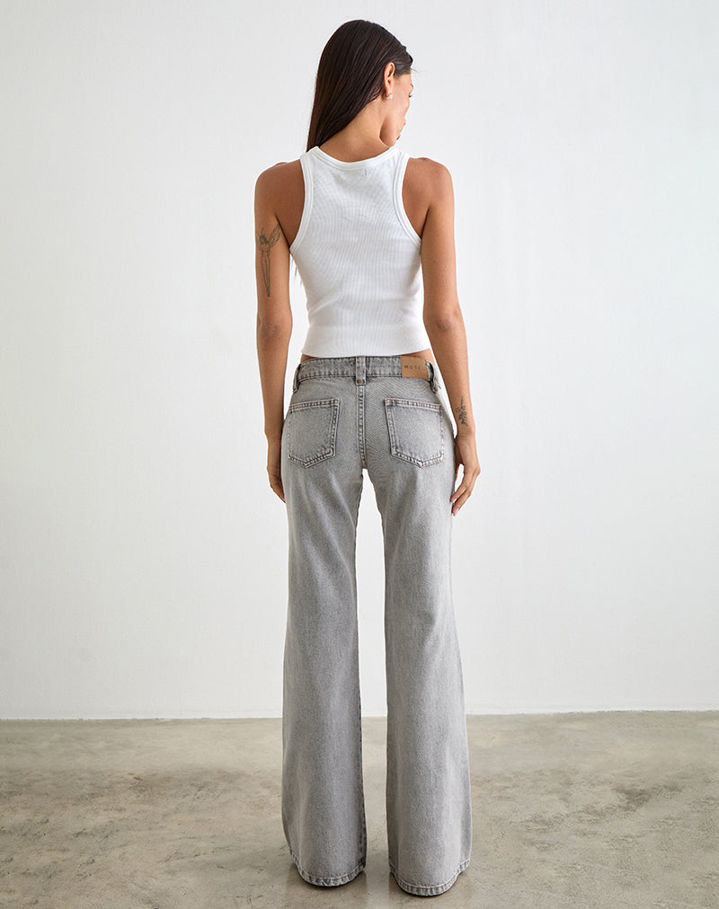 Image de Bell Bottom Low Rise Flare Jeans in Bleached Grey
