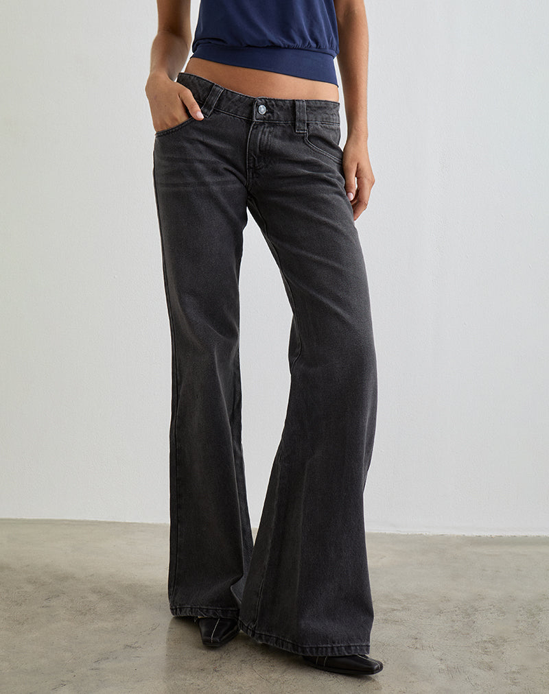 Image de Bell Bottom Low Rise Flare Jeans in Vintage Black
