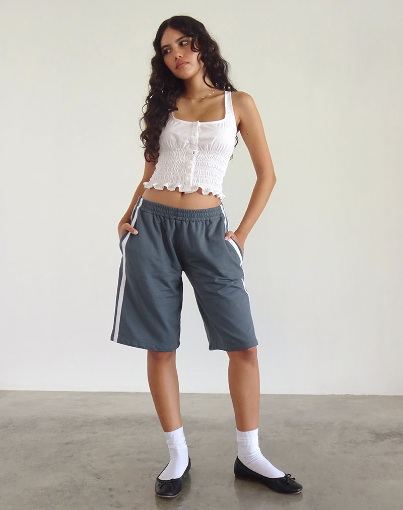 Image de Bena Short en Bleu Mirage avec rayures blanches