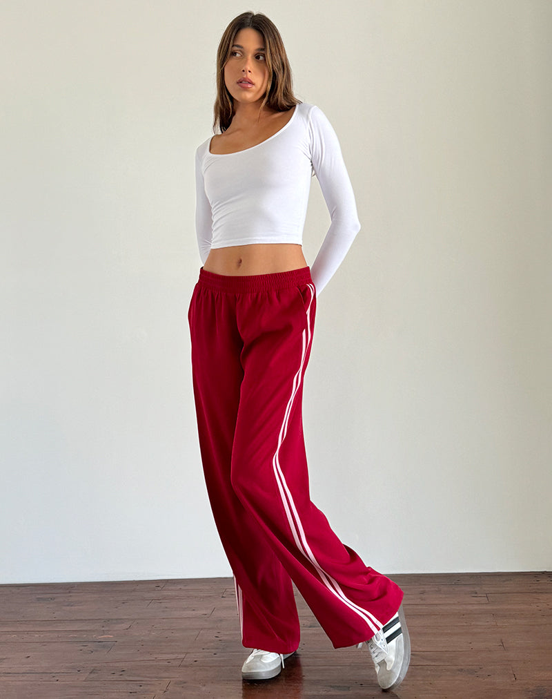 Image de Bennett Wide Leg Trouser in Tailoring Red with Pink Stripe