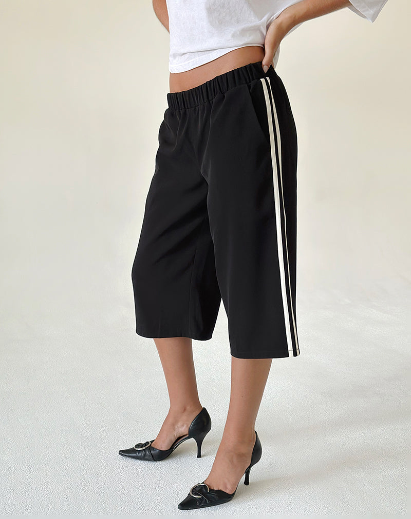 Image de Benno Short 3/4 en noir avec rayures latérales blanches