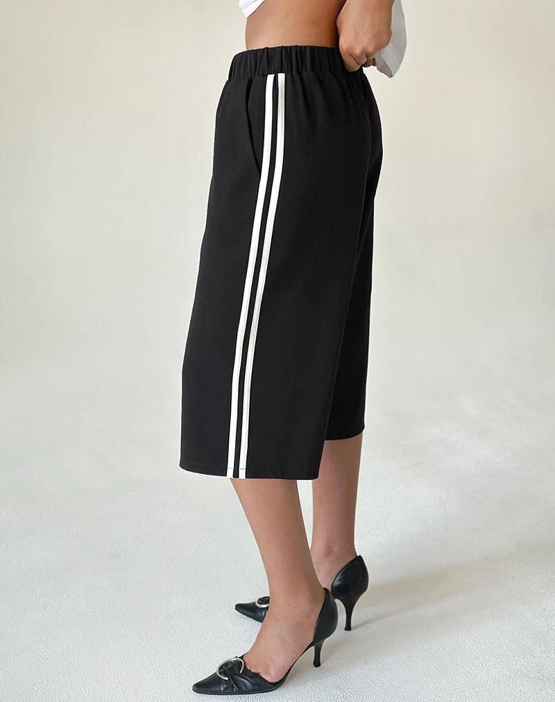 Image de Benno Short 3/4 en noir avec rayures latérales blanches