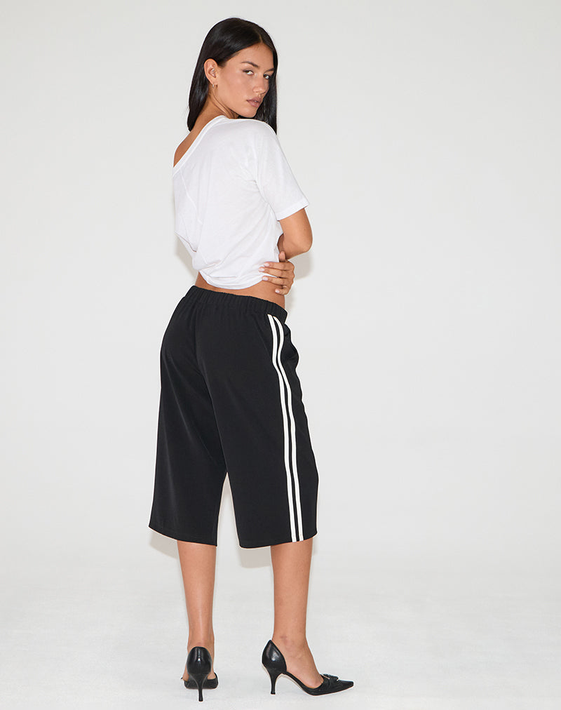 Image de Benno Short 3/4 en noir avec rayures latérales blanches