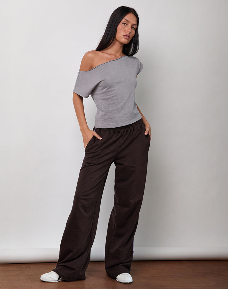 Image de Benton Jogger en chocolat amer avec reliure violette
