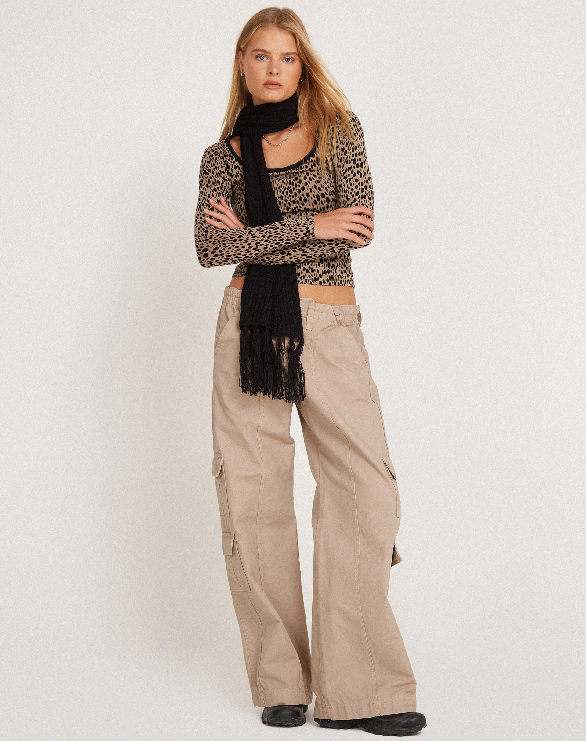 Image de Beshi Long Sleeve Top in Mini Cheetah Black Binding