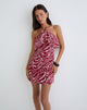 Image of Beyza Halter Mini Dress in Zebra Print Red