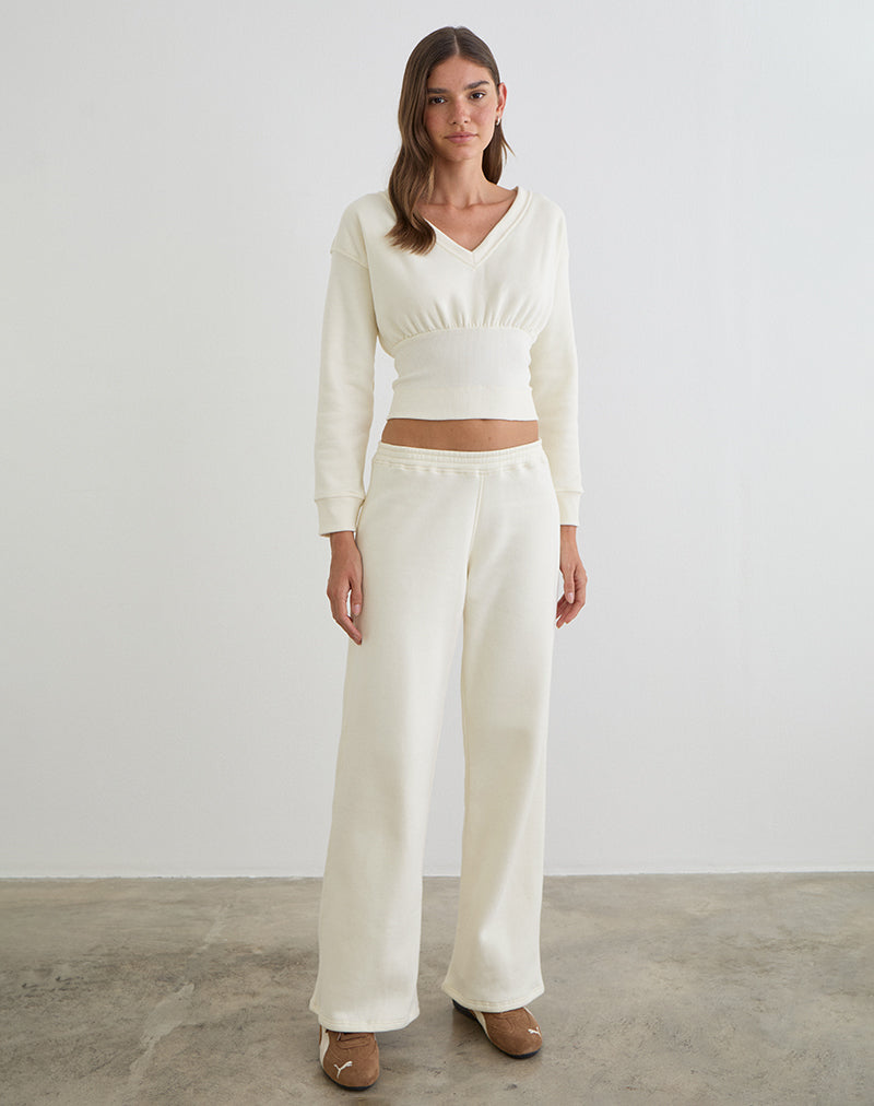 Image du pantalon de jogging ample Cille en molleton blanc hivernal
