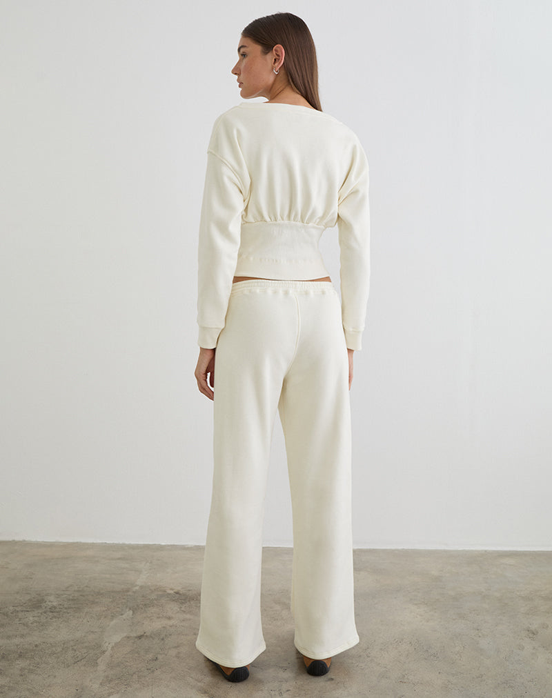 Image du pantalon de jogging ample Cille en molleton blanc hivernal