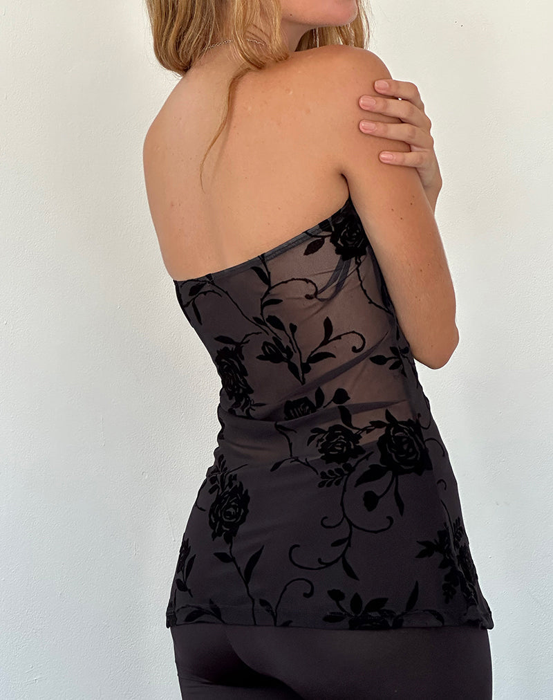 Image de Bilancia Bandeau Top in Rose Flock Black
